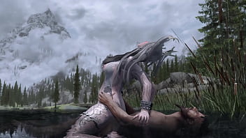 Wood elves fuck by a river skyrim