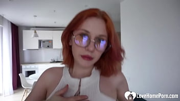 Redhead with big boobs lets me fuck her hard