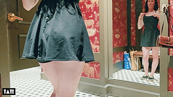 Risky sex in the fitting room with a sales assistant