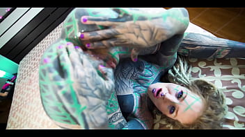 Tattooed girl loves deep anal gaping and cum play