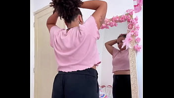 Chubby girl farting while getting ready for a date