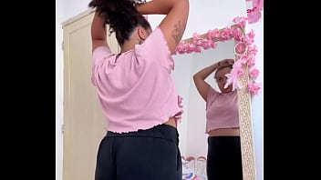 Chubby girl farting while getting ready for a date