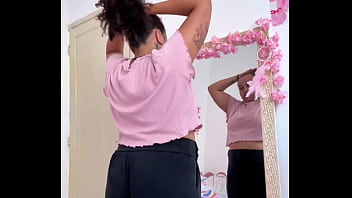 Chubby girl farting while getting ready for a date