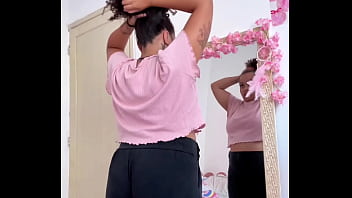 Chubby girl farting while getting ready for a date