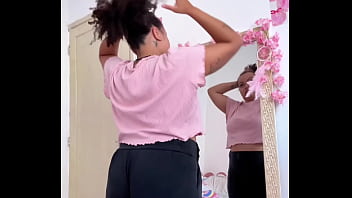 Chubby girl farting while getting ready for a date