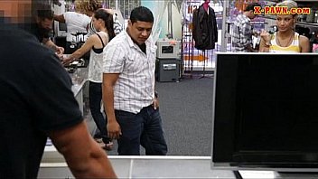 Guy pawns his girlfriends pussy at the pawnshop for money