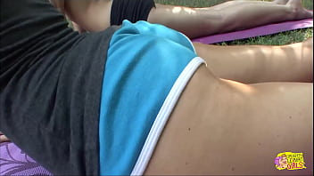 During their yoga session the atmosphere becomes sexually charged as two individuals express mutual desire for one another