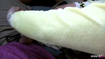 Dirty bitch pick up by old guy and give him a nyon handjob to thanks him in car while driving