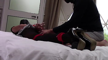 Preview milf in pantyhose and high heels tied and gagged gets fucked in all holes with many orgasms