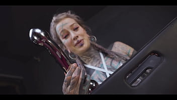 Anuskatzz stuffs her ass with a cold stainless steel dildo