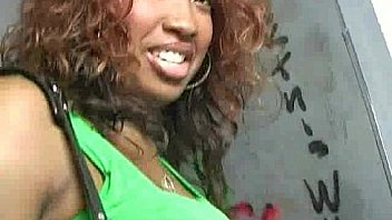 Ebony teen shows off her blowjob skills at gloryhole 28