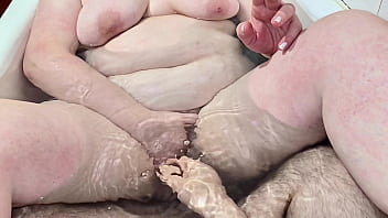 Caught horny stepmom masturbating in bath tub and she creamed all over my dick