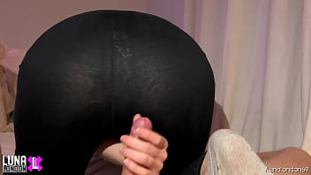 I made him cum next to my wet and hairy pussy homemade handjob