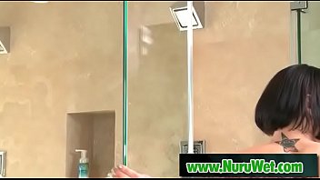 Sexy masseuse blowjob cock in nuru massage 01