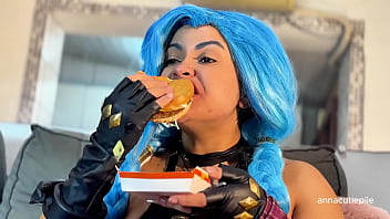 Jinx cosplay eating fetish – belly sounds burps and vore fantasy