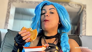 Jinx cosplay eating fetish – belly sounds burps and vore fantasy