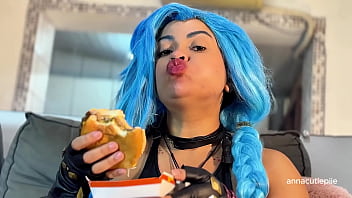 Jinx cosplay eating fetish – belly sounds burps and vore fantasy