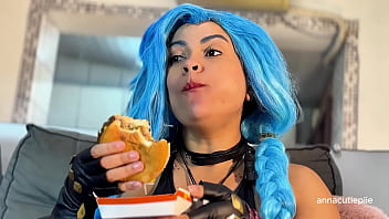 Jinx cosplay eating fetish – belly sounds burps and vore fantasy