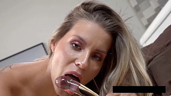 Sliding on glass with lucky bee by wet and puffy