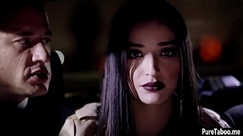 Slut petite girl got hard fucked in a group sex with two mans