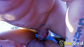 Brunette with small tits gives a deep blowjob and fucks hard