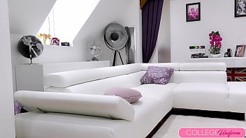 Alexia's school girl striptease cute uniform to lingerie to nude fun