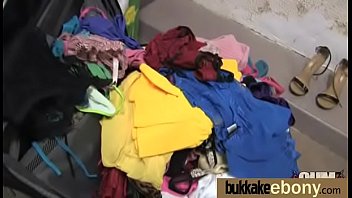 Ebony chick fucked hard in group sex action 9