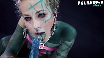 Your trippy hippie plays with pippie and anal dildo