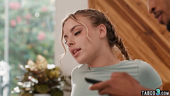 Petite hottie masturbating and riding on a huge dark dong