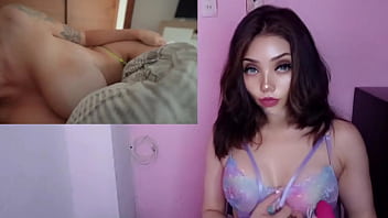 Masturbandome con una rubia chichona recibiendo un creampie cremoso