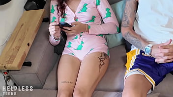 Please don't leave me alone with my perv brother 18yo virgin stepsis surprised while relaxing