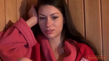 Young girl gets horny in the sauna and does it to the old guy