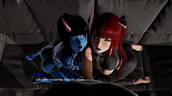 Demon girl and redhead blow you bound by lust animated gameplay