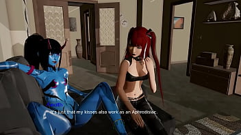 Demon girl and redhead blow you bound by lust animated gameplay