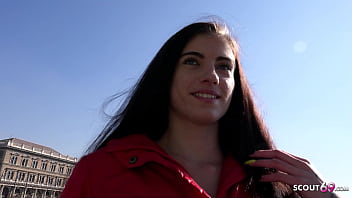 German scout small tits black hair girl seduce to sex at model job by big dick guy