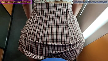 Public elevator blowjob facial cum walker