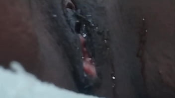 Ebony cunt plays with pussy