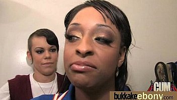 Ebony in a huge bukkake 7