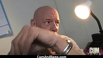 Deepthroat for group of white cocks 15