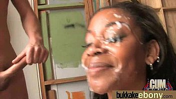 Ebony gets group cumshots 19