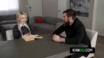 Perv stepfather eats and pounds his skinny stepdaughter's pussy