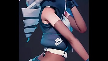 An icy genshin fighter shows off her bold style in denim and fur her silver hair glowing with cold allure beauty and danger walk hand in hand… ready to uncover her secret bio link waiting