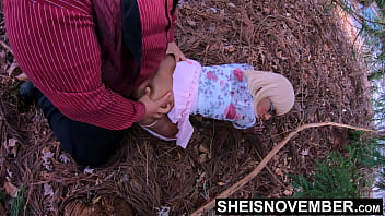 Stepdaughter having affair in forest in short pink dress fucking her doggystyle petite hot black girl sheisnovember pov smashing with pretty young light skin big ass cheeks freaky erotic debauchery sex by msnovember