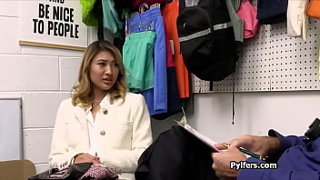 Mall cop eats out asian thief's perfect pussy