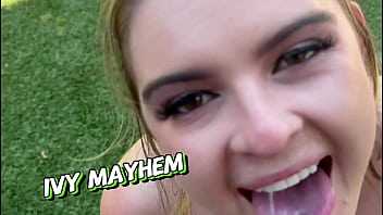 Naughty bombshell ivy mayhem convinces the pool guy ray black to fuck her with his huge bbc while her husband is away