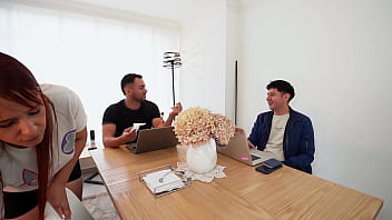 Employee gets two students to fuck her and make her enjoy their big cocks carl max