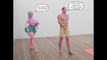 3d milf gets a lot of cum on yoga class