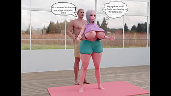 3d milf gets a lot of cum on yoga class