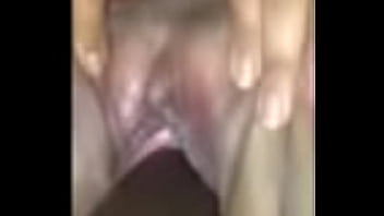 Thick chick plays with self