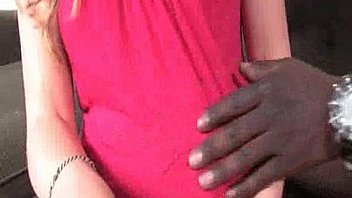 Blonde girl sucks a giant black tool